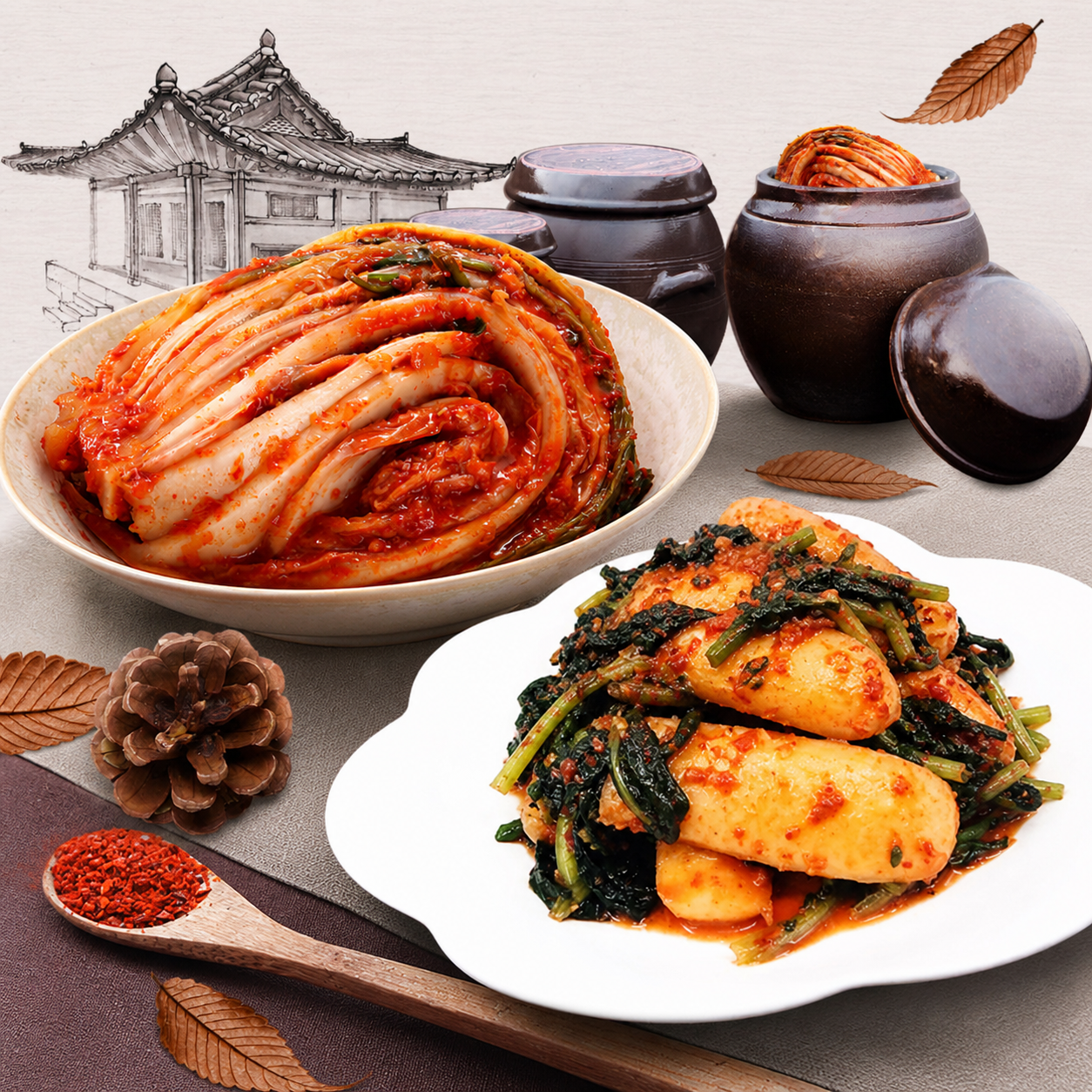 [太白高原] 白菜泡菜 & 萝卜缨泡菜（总角萝卜泡菜）组合装
