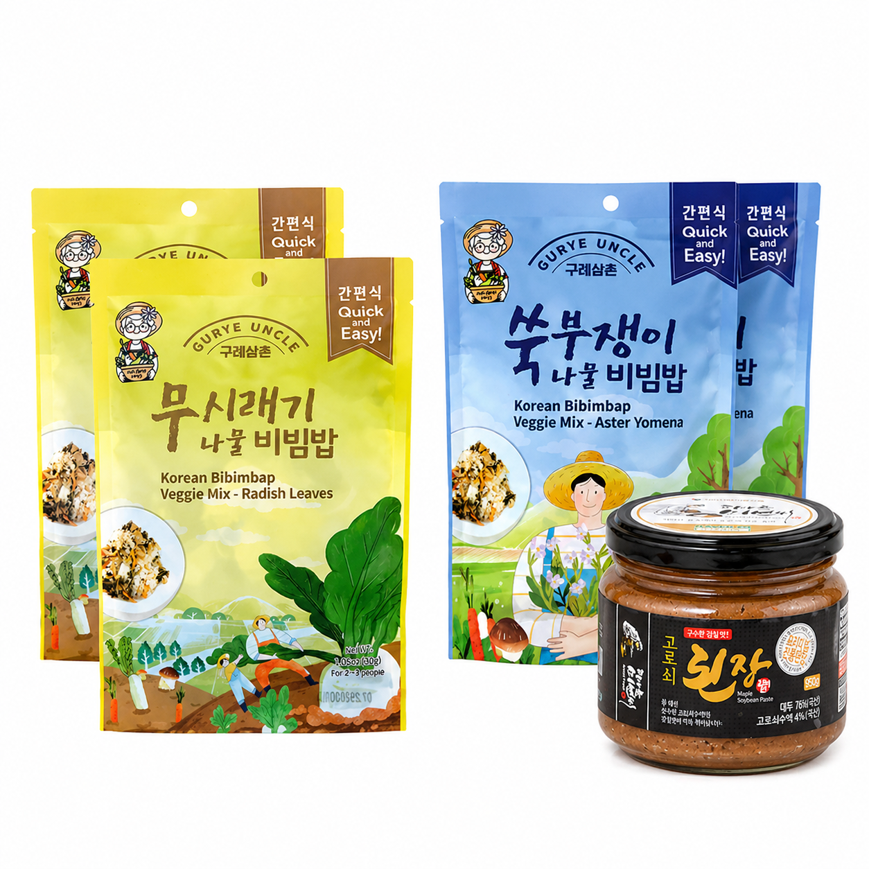 Grandma's Doenjang Meal Set ( Namul x 4, soybean paste x 1 )